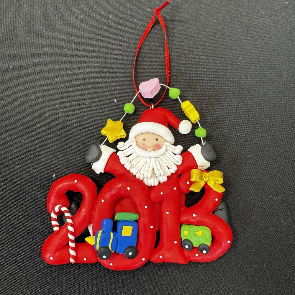 Santa Claus 2013 Christmas Ornament Train Candy Cane Holiday Decor Clay Dough